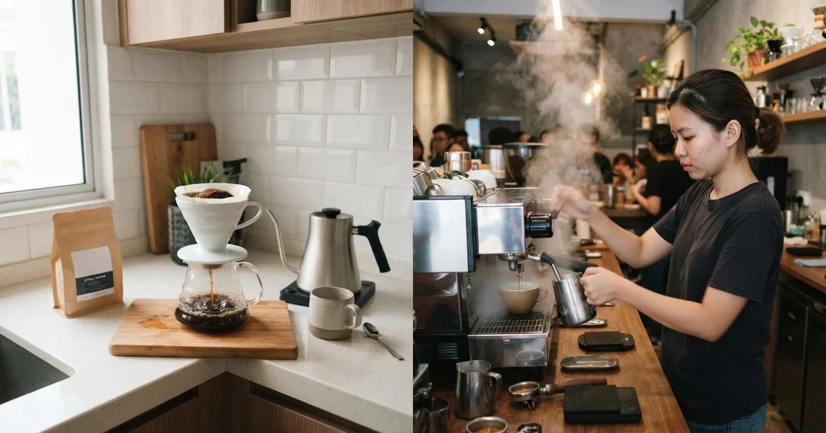 Brewing specialty coffee at home vs buying it out in Petaling Jaya